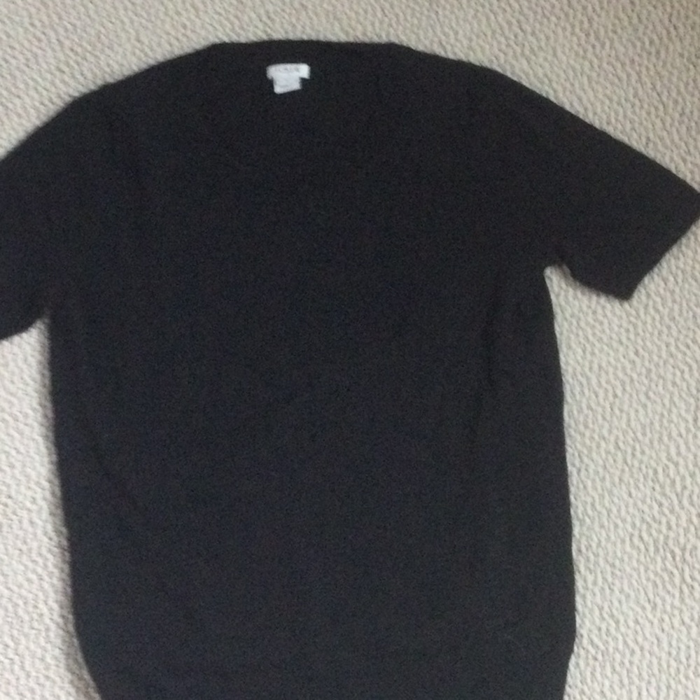 Short sleeve black cotton sweater